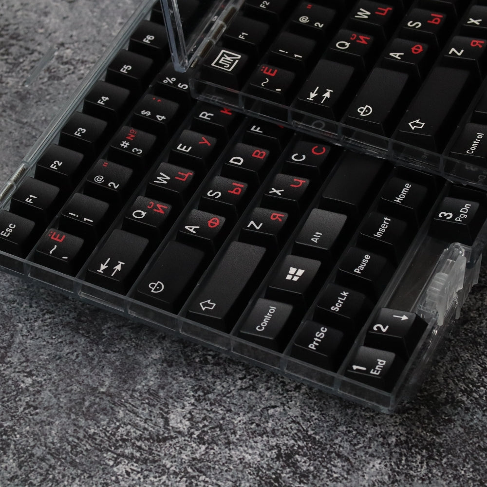 JTK ロシア文字ルート黒と赤のキーキャップ