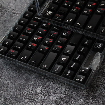 JTK ロシア文字ルート黒と赤のキーキャップ