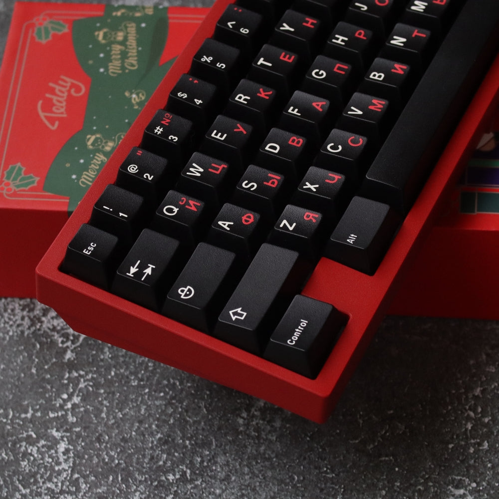 JTK ロシア文字ルート黒と赤のキーキャップ