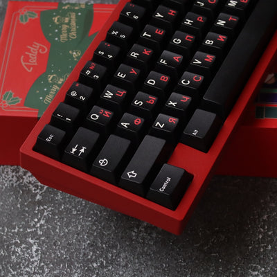 JTK ロシア文字ルート黒と赤のキーキャップ