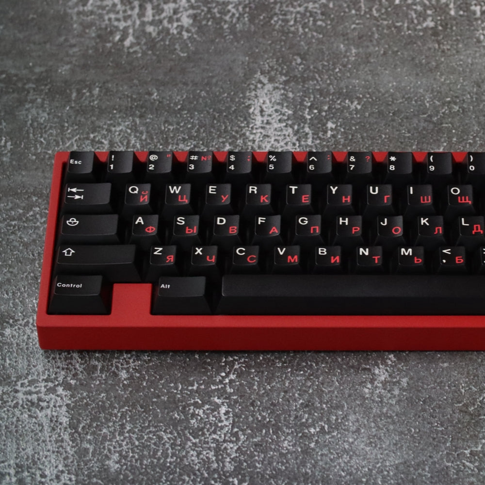 JTK ロシア文字ルート黒と赤のキーキャップ