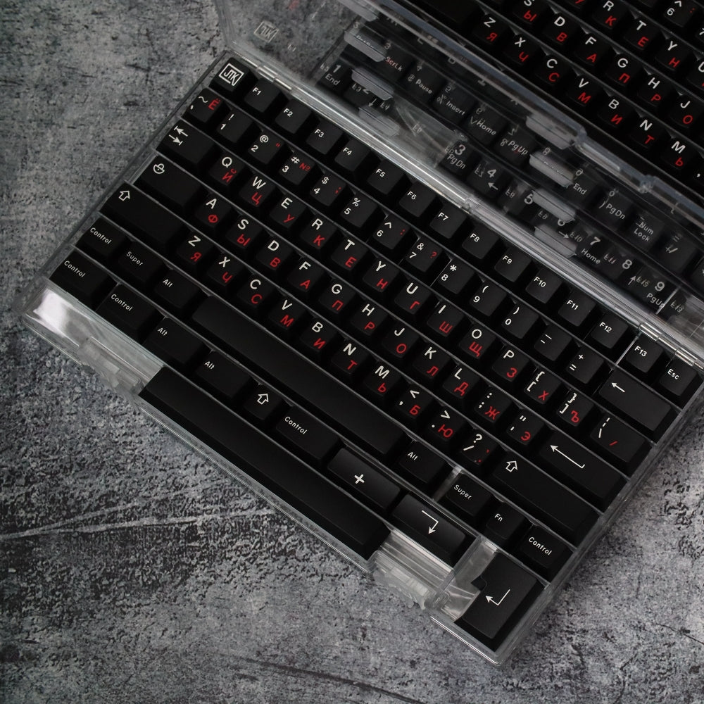 JTK ロシア文字ルート黒と赤のキーキャップ
